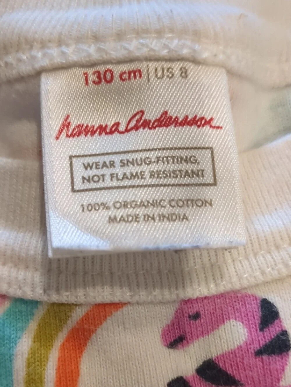 Hanna Andersson White Kids Pajama Set with Multicolor Dino & Rainbow Print